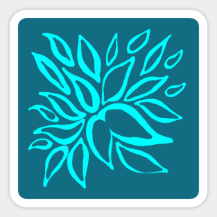 turquoise leaves pattern Sticker